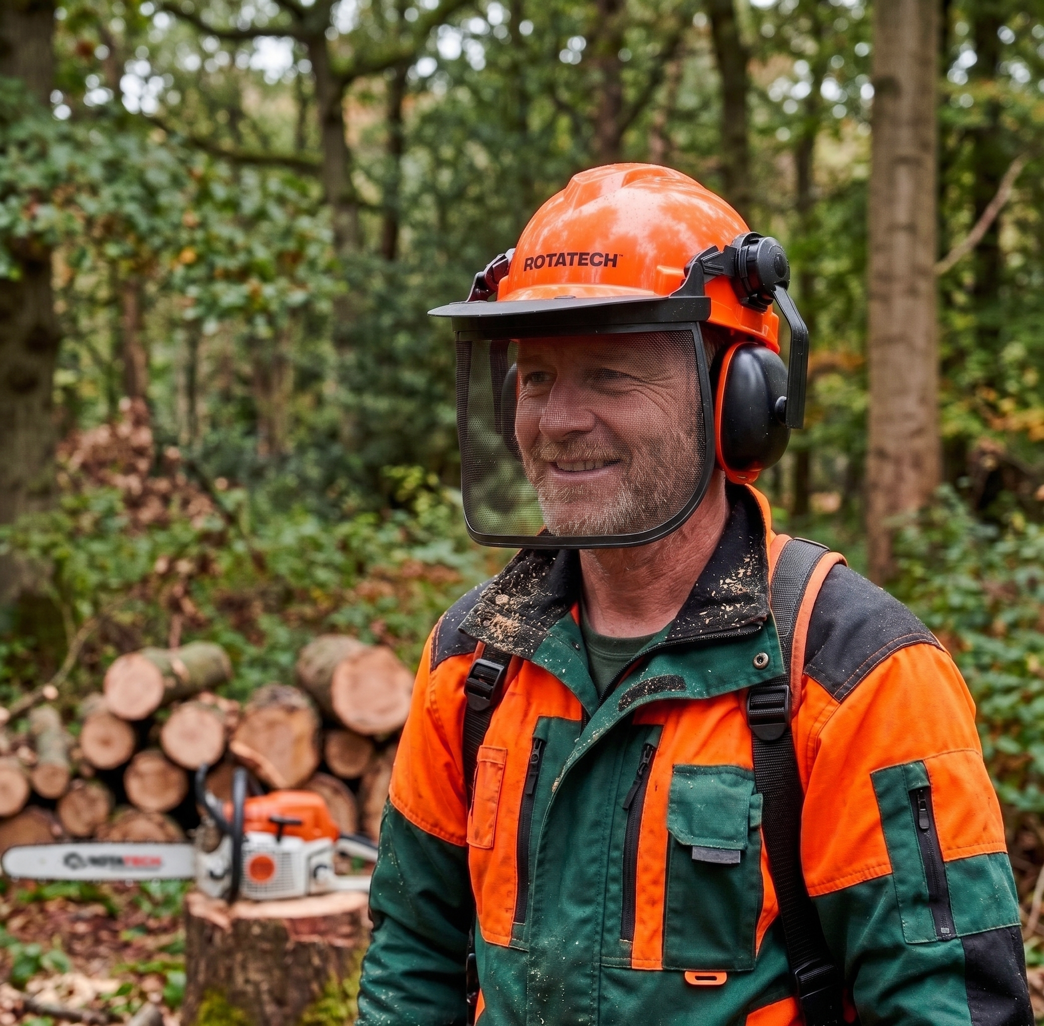 Rotatech Forestery Helmet with Ear Defenders & Visor Rotatech