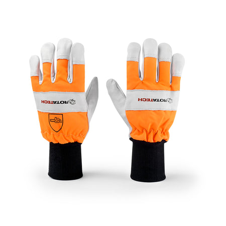 Rotatech Classic Orange Chainsaw Safety Gloves – Class 0
