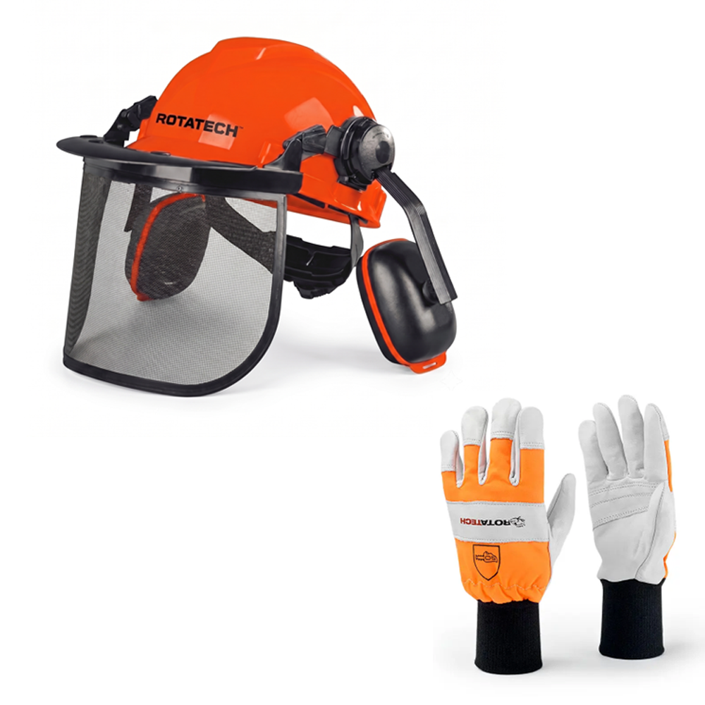 Rotatech Chainsaw Helmet and Gloves Bundle - Class 0 Rotatech