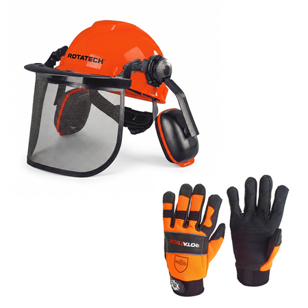 Rotatech Chainsaw Helmet and Gloves Bundle - Class 1 Rotatech