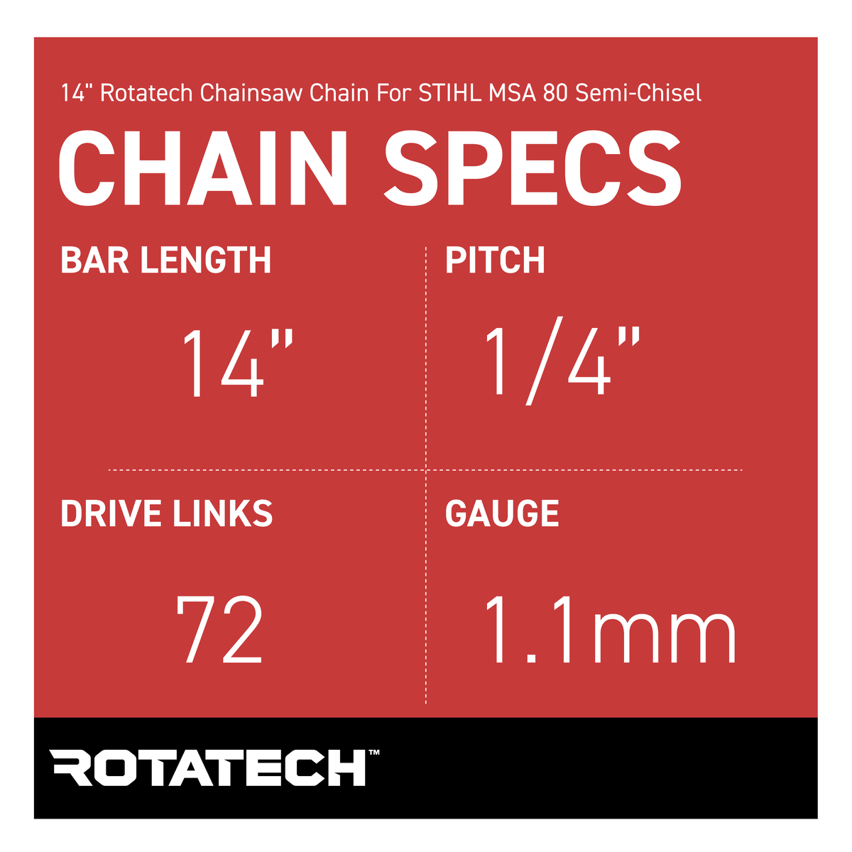 14" Rotatech Chainsaw Chain For STIHL MSA 80
