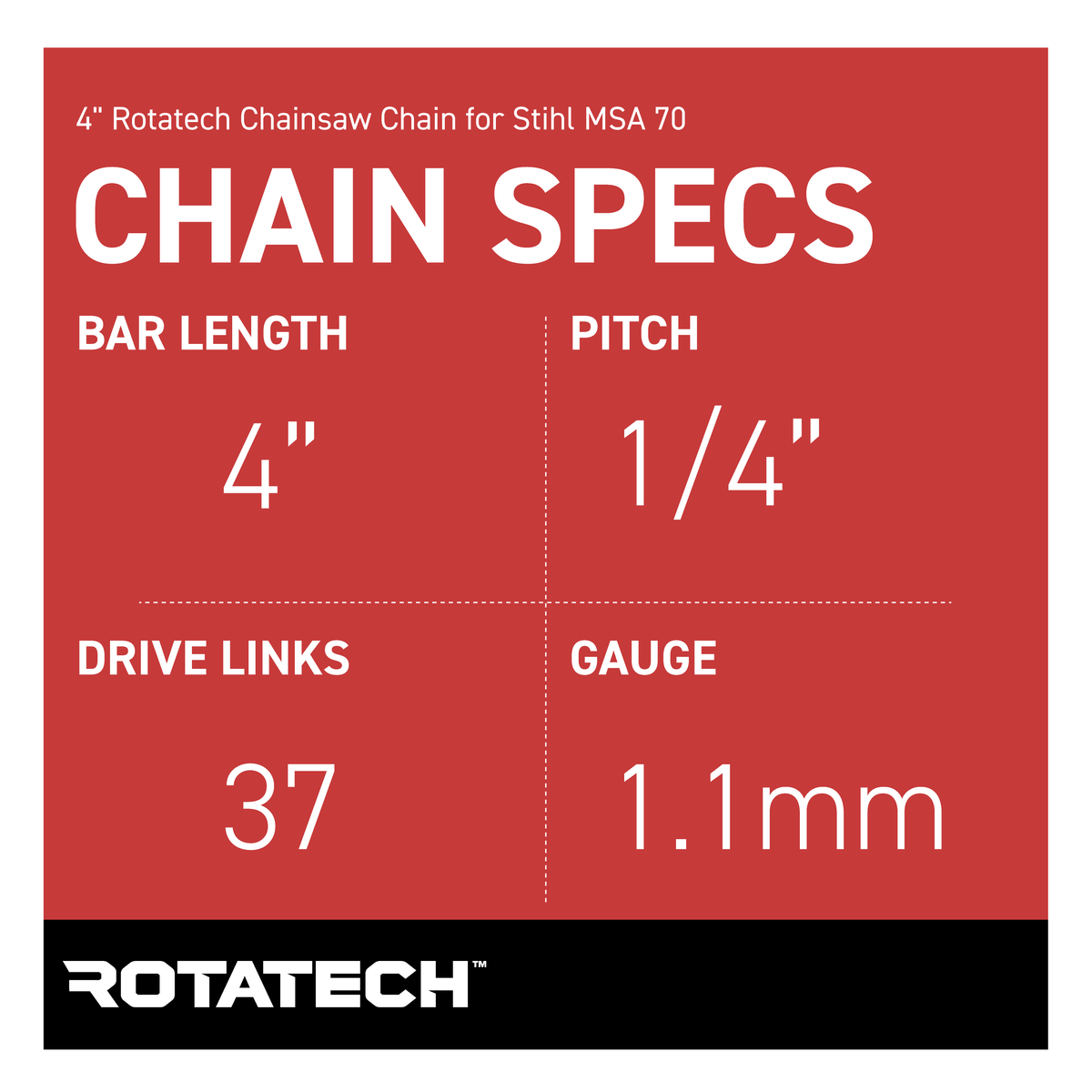 4" Rotatech Chainsaw Chain for Stihl MSA 70